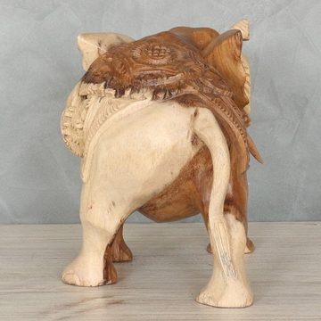 Oriental Galerie Dekofigur Elefant Skulptur mit aufwendiger Schnitzerei Natur 20 cm (1 St)