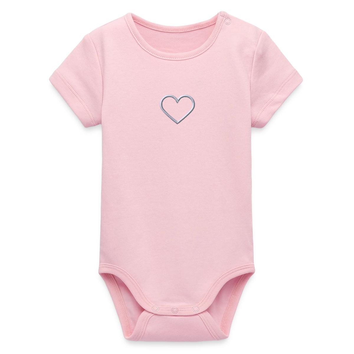 Spreadshirt Kurzarmbody Stickerei Herz Bio Kurzarm Baby Body (1-tlg)