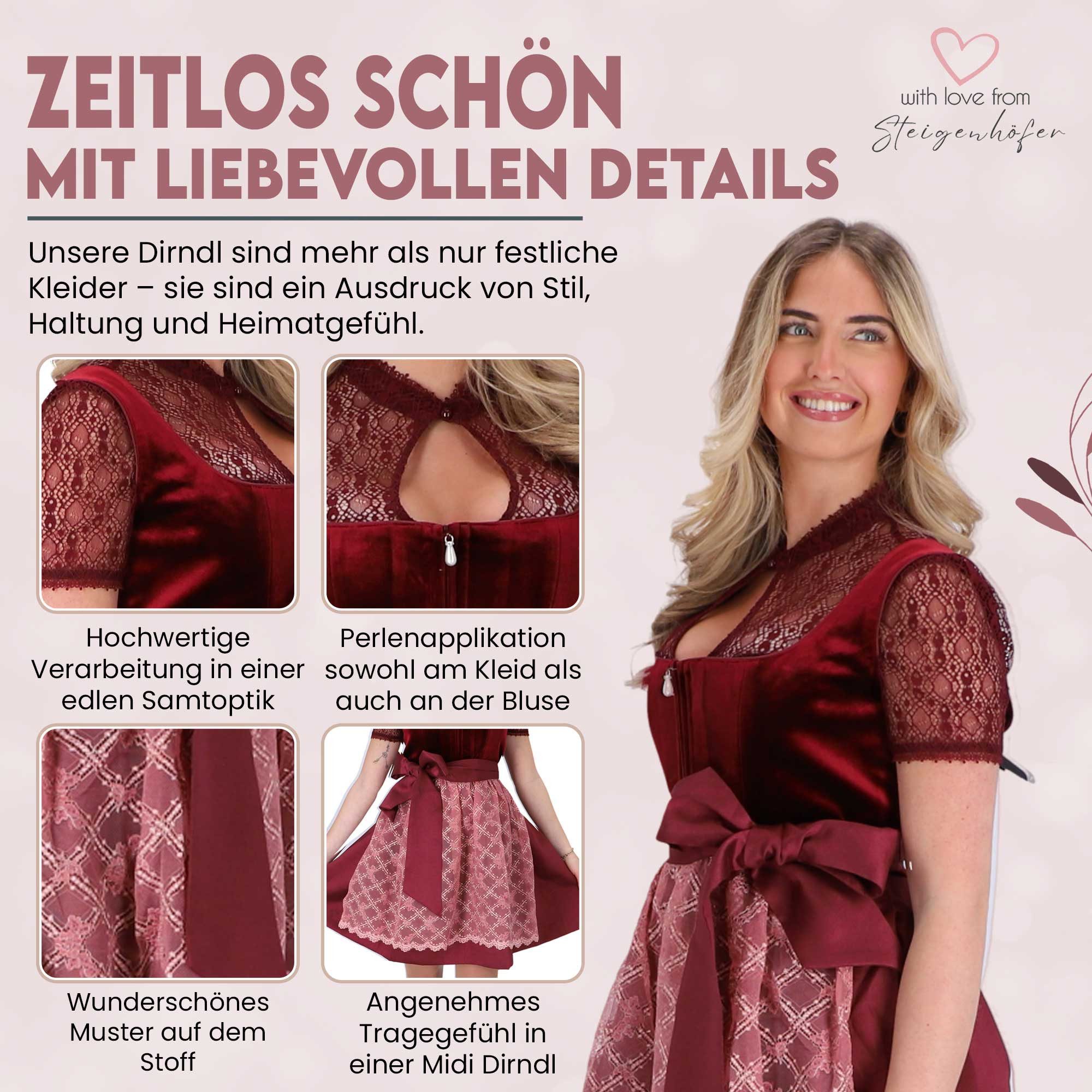 Steigenhöfer Manufaktur Dirndl Damen im Set - Franziska - Vollständiges Oktoberfest Outfit (Komplettes Dirndl Set, Das Set beinhaltet Kleid, Bluse und Schürze)  – Bild 5 von 5