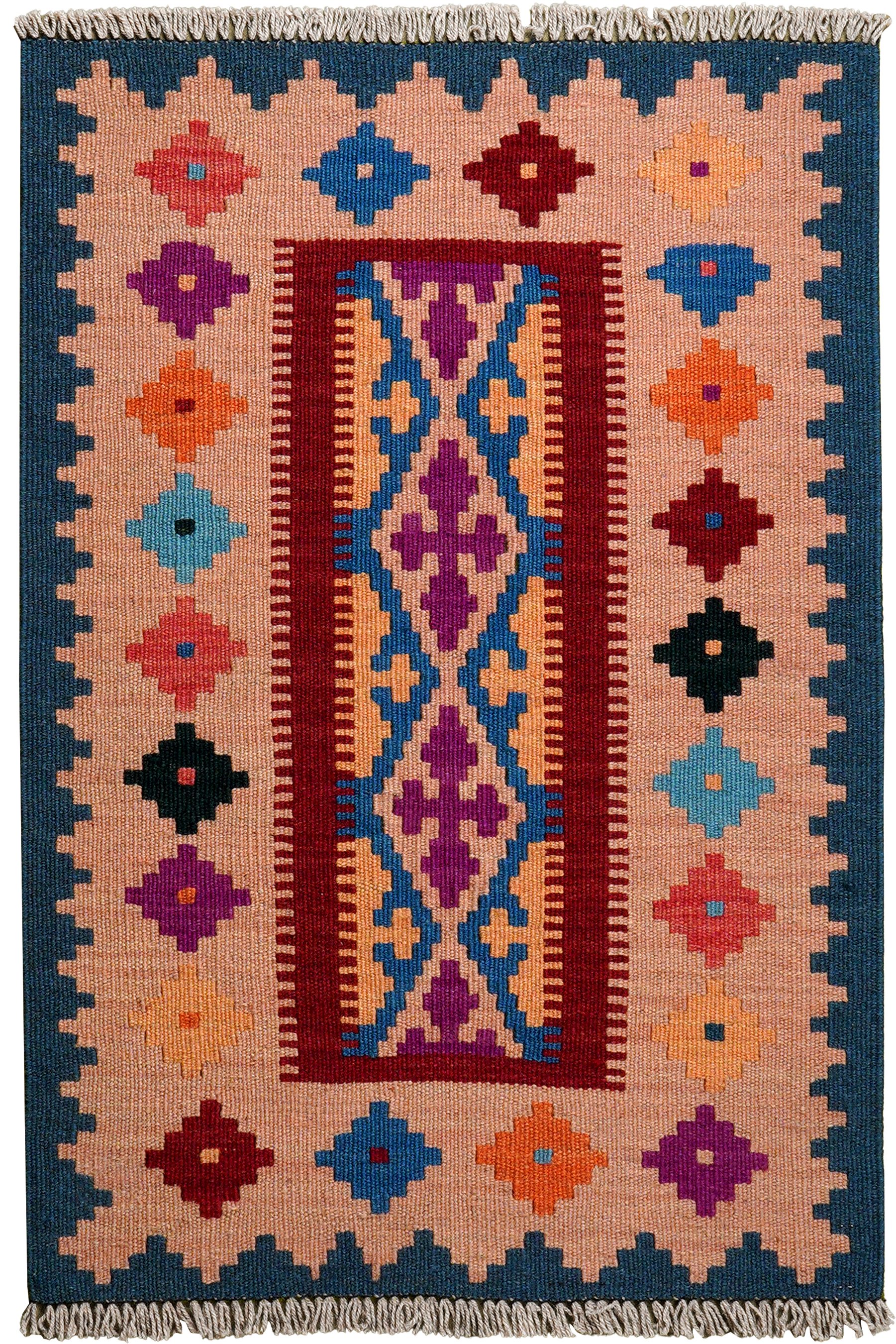 Rugtales Teppich Kelim Gashgai 89x60cm, Rechteck, Handgemachtes Unikat, nachhaltig und fair gefertigt