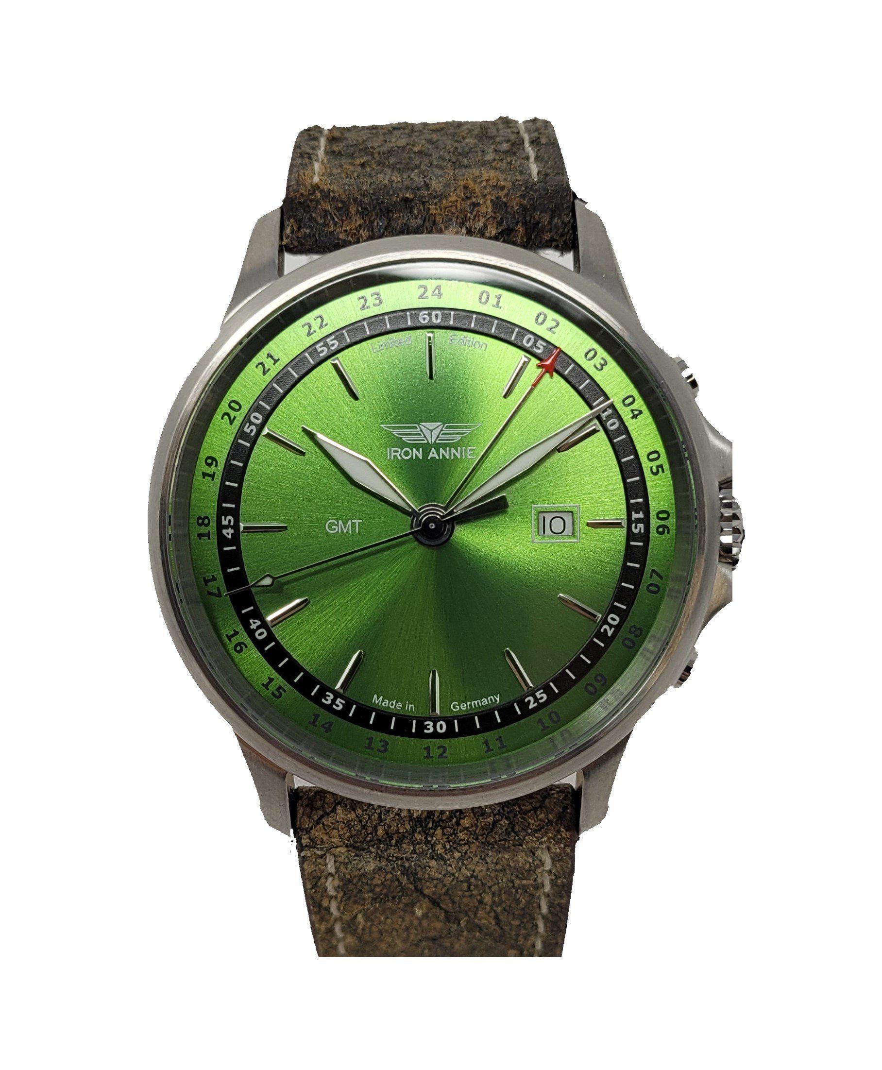 IRON ANNIE Quarzuhr Iron Annie Herrenuhr GMT Lederband beige 5842-9 Limited Edition, Herrenuhr GMT Lederband beige 5842-9