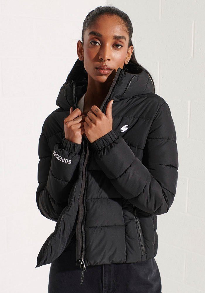 Superdry Steppjacke HOODED SPIRIT SPORTS PUFFER aus wasserabweisendem Material black | 