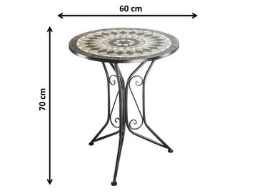 Kobolo Beistelltisch Gartentisch mit Mosaikplatte grau (kein Set, 1-St)