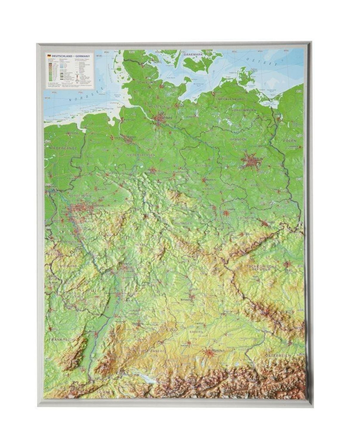 Reliefkarte Deutschland klein 1 : 2 400 000 / diverse