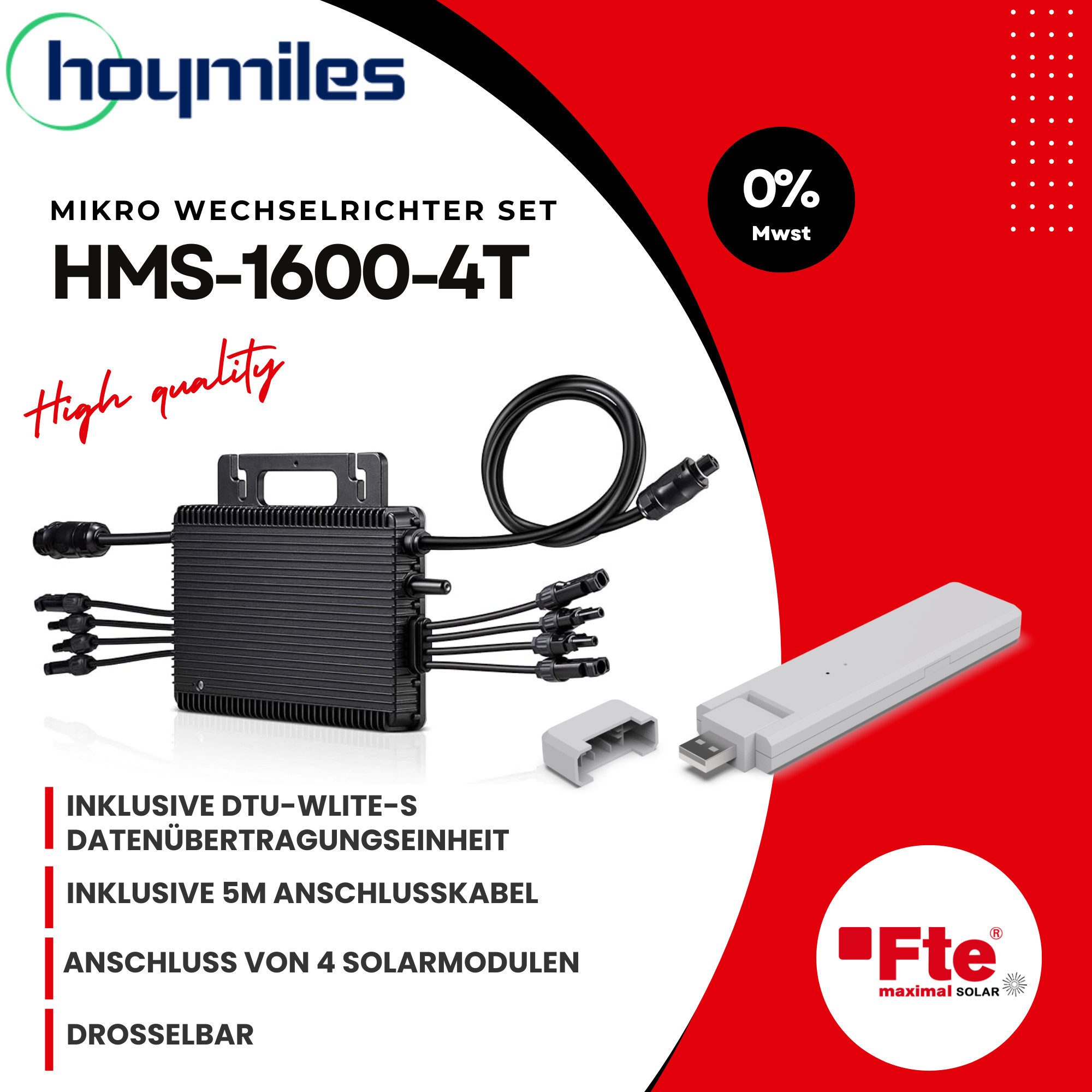 Hoymiles Wandler Hoymiles HMS16004T, 4 MPPTEingänge, (SuperSparSet, 3 St., inkl. DTUWLite
