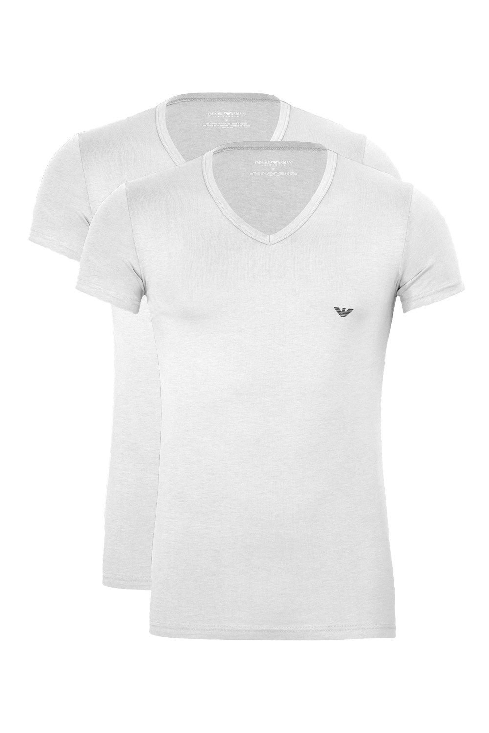 Emporio Armani Unterziehshirt CC717 Stretch Cotton (Packung, 2-St., 2er-Pack) Herren T-Shirt Kurzarm V-Neck Unterhemd figurbetont im 2er-Pack