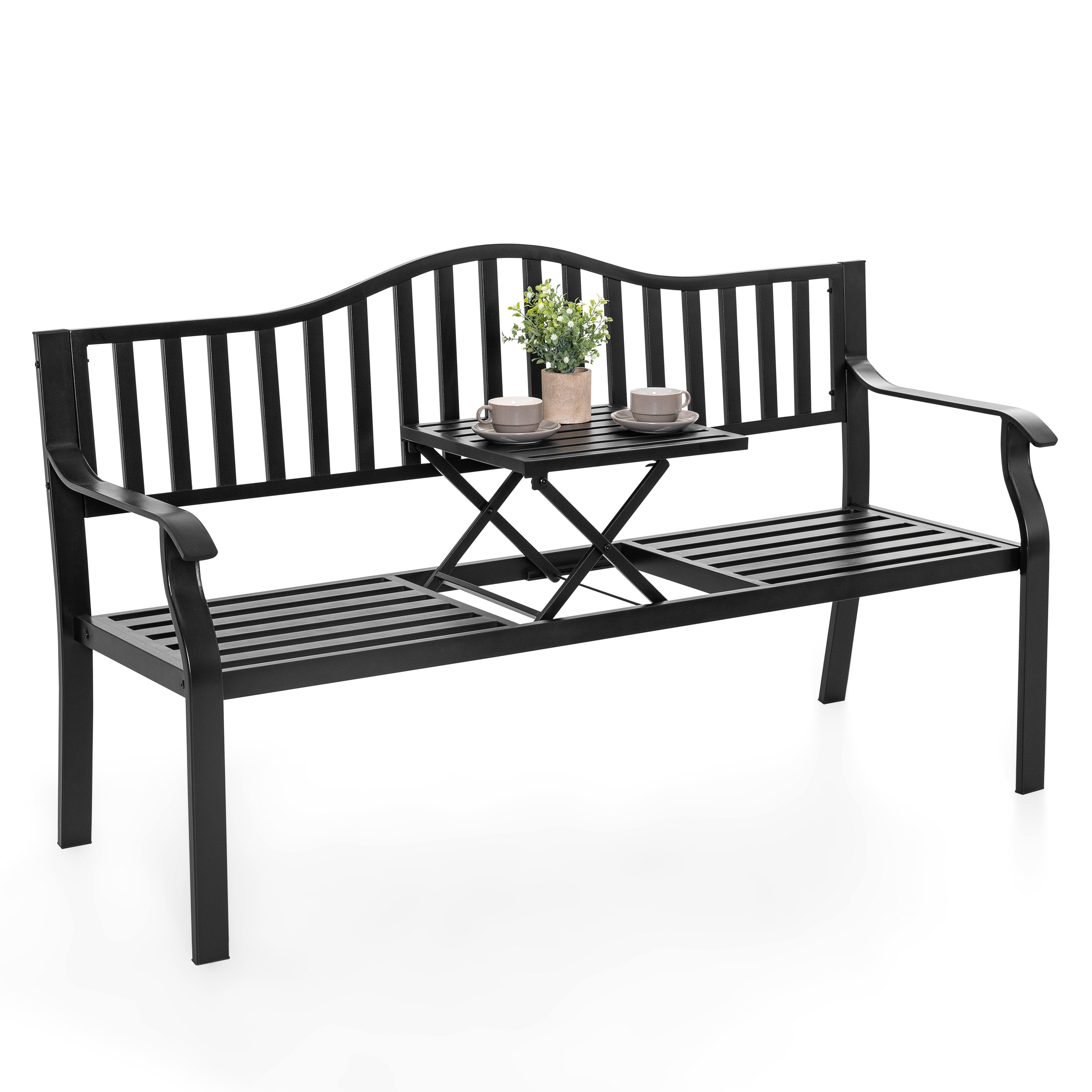 Avestar Gartenbank Gartenbank E-beschichteter Metallrahmen mit integriertem Tisch (1-St)