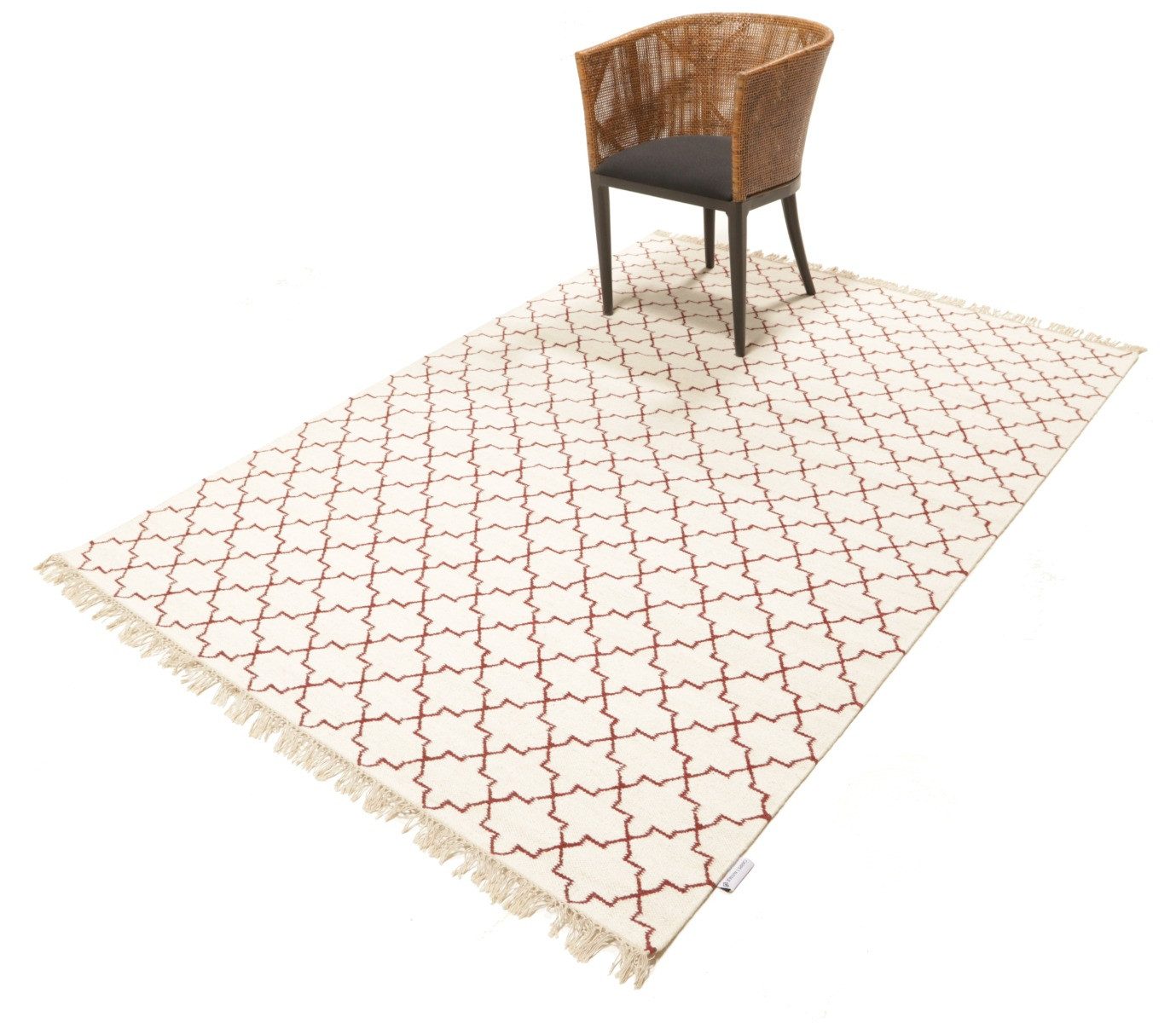 Carpet Avenue Teppich Kelim Dhorri Star - Naturweiß / Rot 230x160, Rechteck, Höhe: 4 mm