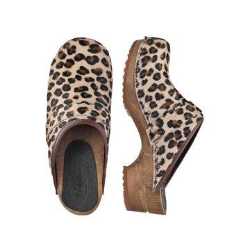 Sanita Wood-Caroline Open Clog Brown Leopard Sandale