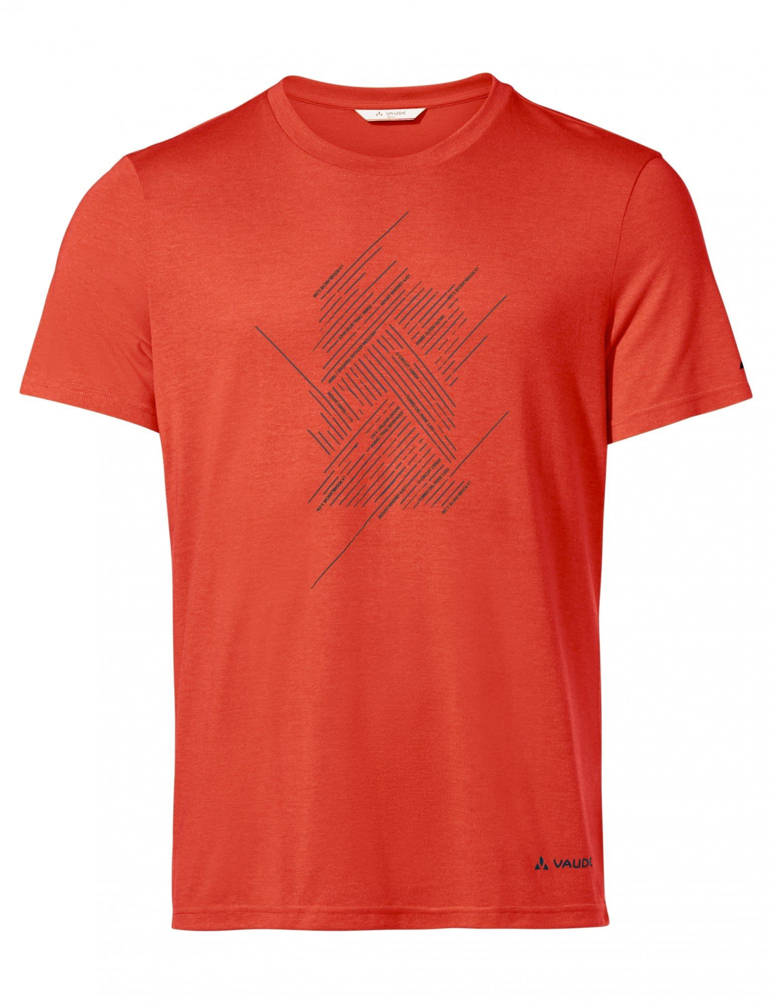 VAUDE T-Shirt Vaude Mens Tekoa Glowing T-shirt Kurzarm-Shirt Red Herren Iii