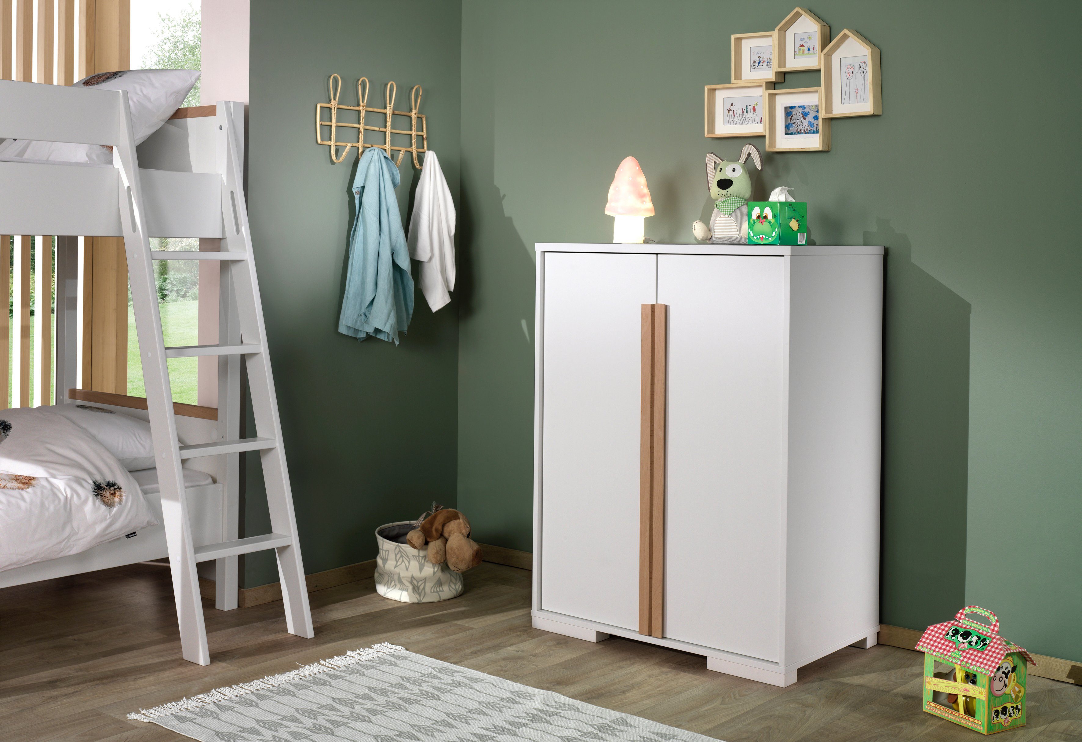 Vipack Kleiderschrank London, Kinderkleiderschrank (Made in Europe) Wäscheschrank, mit Melamin-Oberfläche und Soft-Close