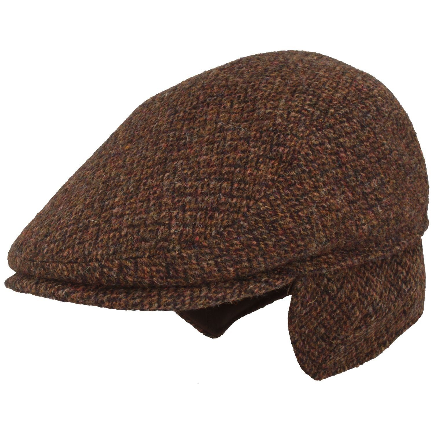 Bullani Schiebermütze warm Tweed aus Wolle mit Ohrenschutz 1309-braun