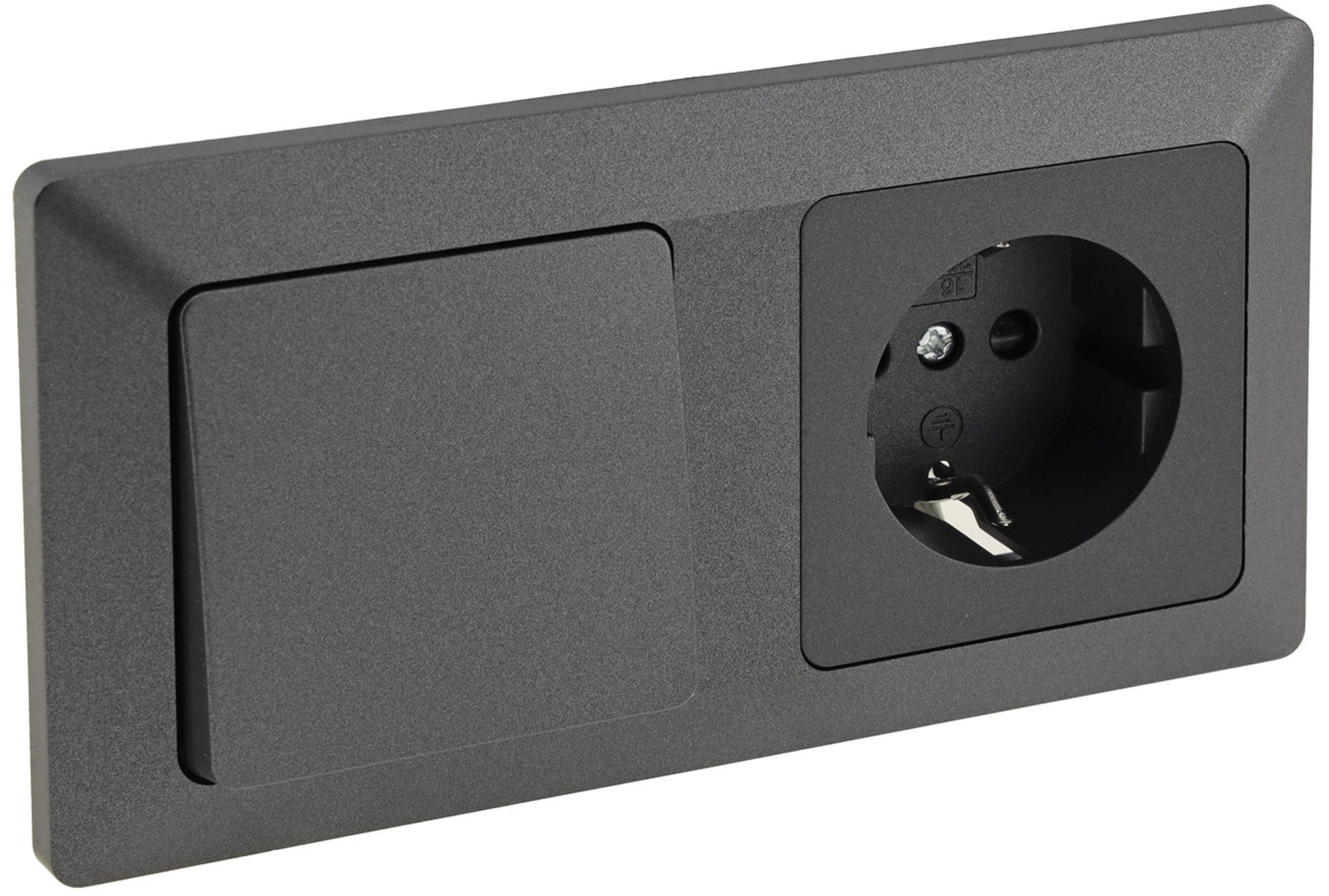 ChiliTec Unterputz-Steckdose MILOS Serie Steckdosen, Переключатель, Rahmen, Dimmer, SAT, UP, Anthrazit
