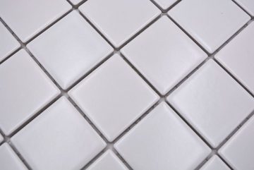 Mosani Mosaikfliesen Keramik Mosaik Fliese weiß matt Fliesenspiegel Badezimmer