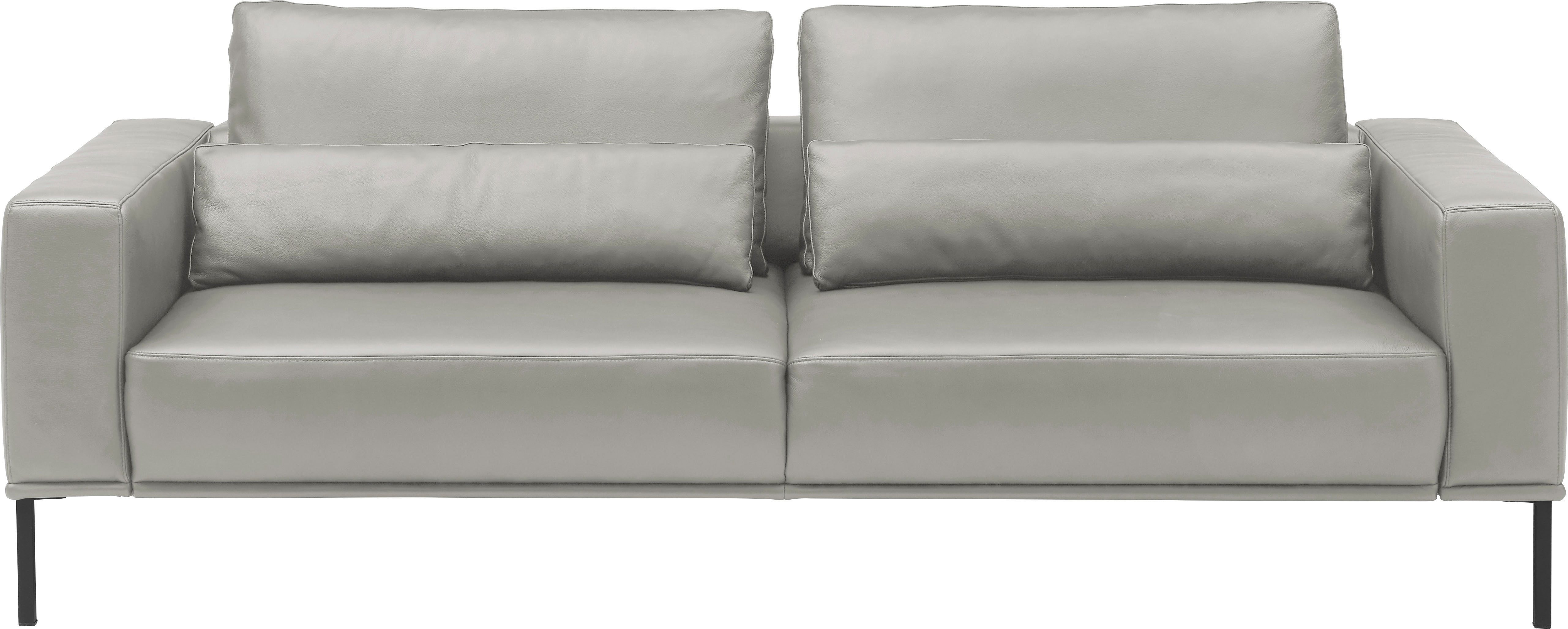 Musterring 2,5-Sitzer JustB!PM100, 202 cm breit, aus hochwertigem Leder, wahlweise mit Nierenkissen und mot. Sitzauszug, Metallfuß in schwarz