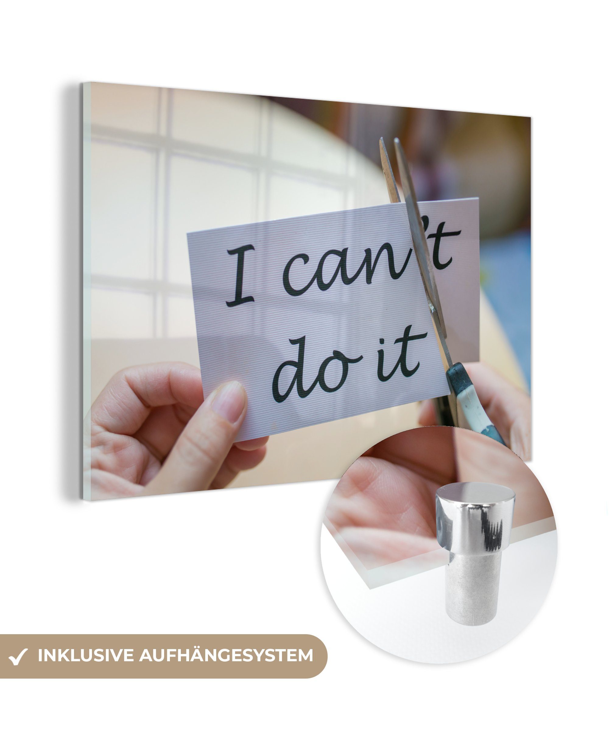 MuchoWow Acrylglasbild Zitate - 'Ich kann es schaffen' - Sprichwörter, (1 St), Acrylglasbilder Wohnzimmer & Schlafzimmer