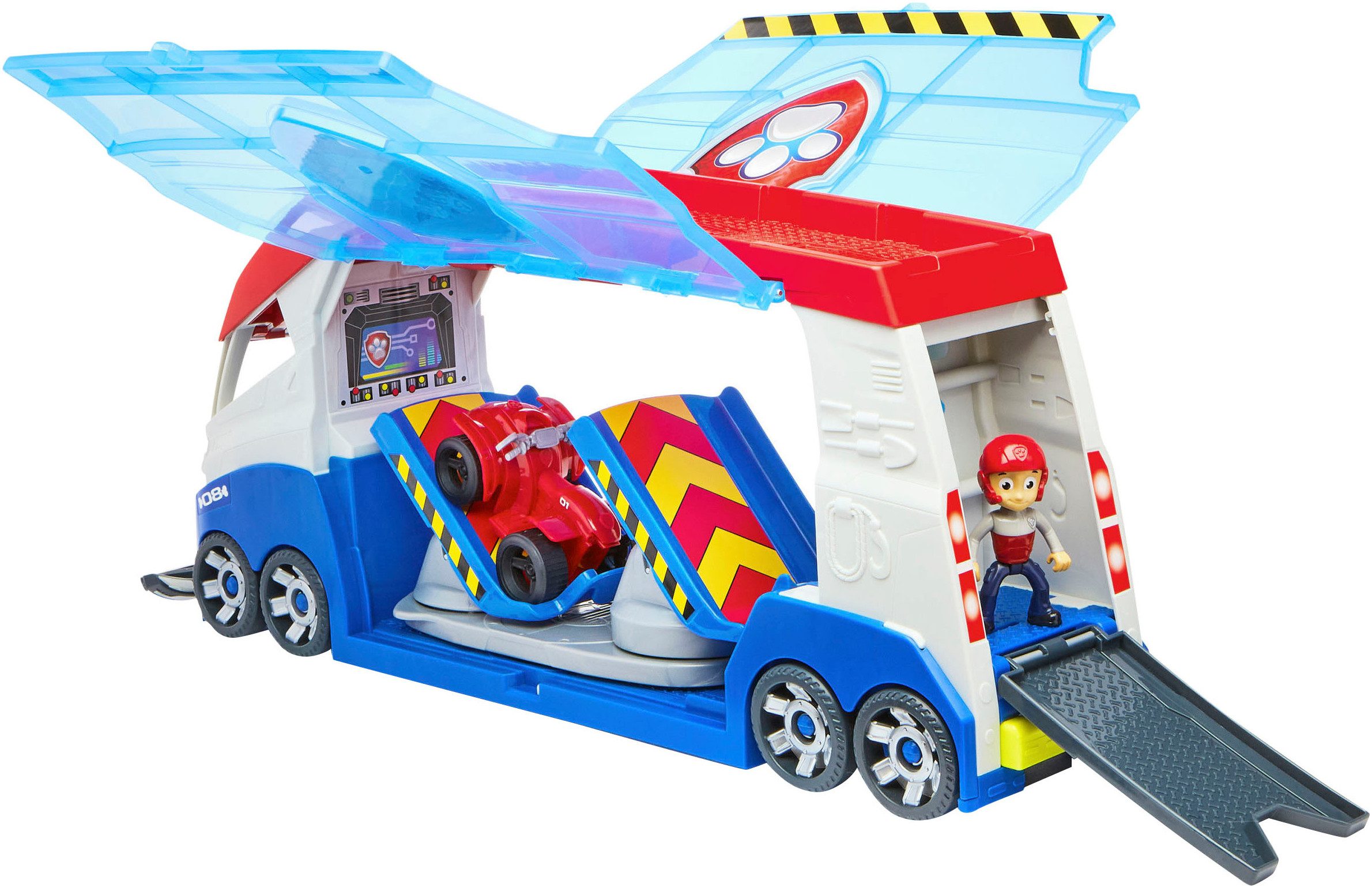 Spin Master Paw Patrol Toy Transporter - Paw Patroller 3.0, with sound effects; includes Ryder with quad bike