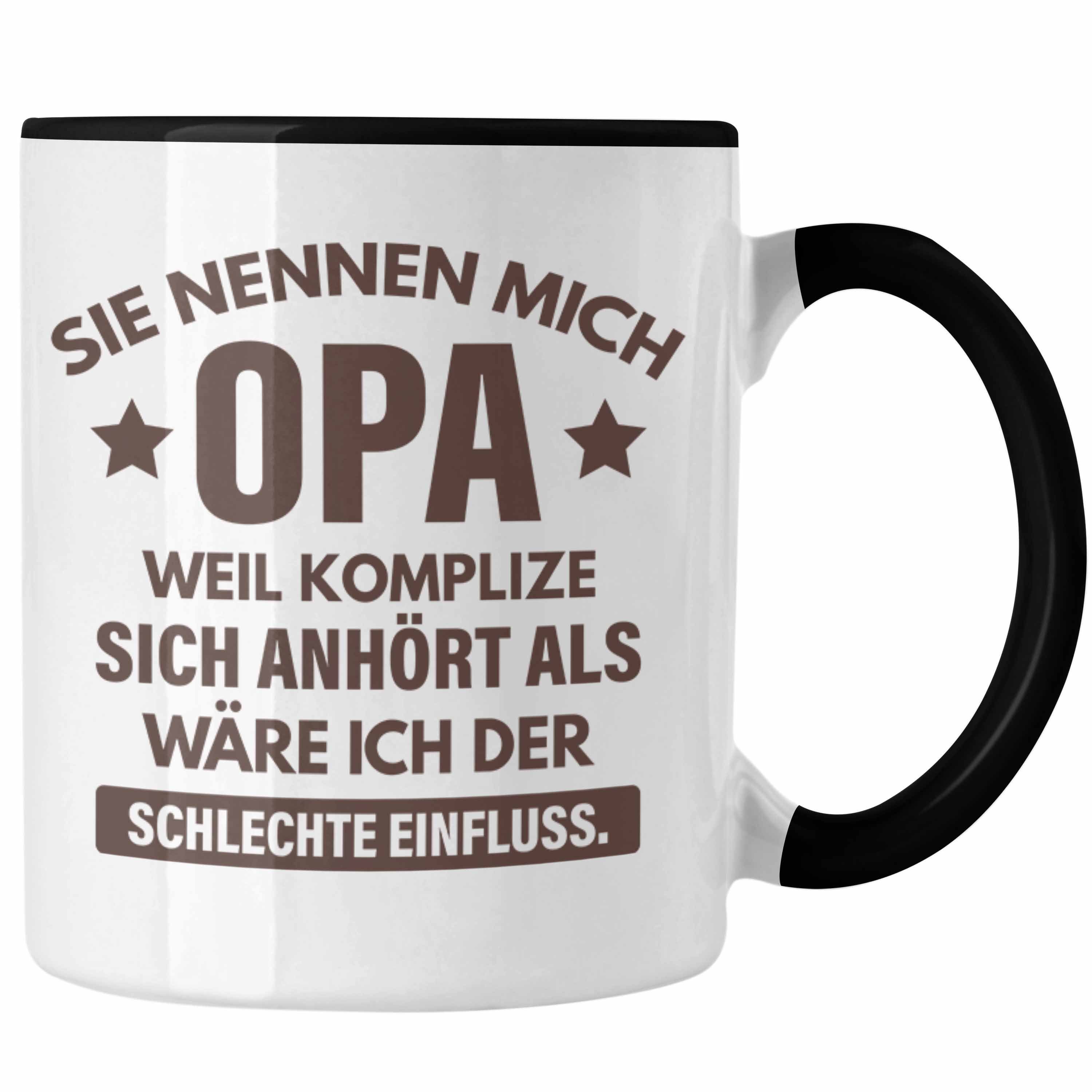 Trendation Tasse Trendation - Lustige Tasse Opa Geschenke Großvater Vatertag Geburtstag Kaffeetasse mit Spruch für Opa Schwarz