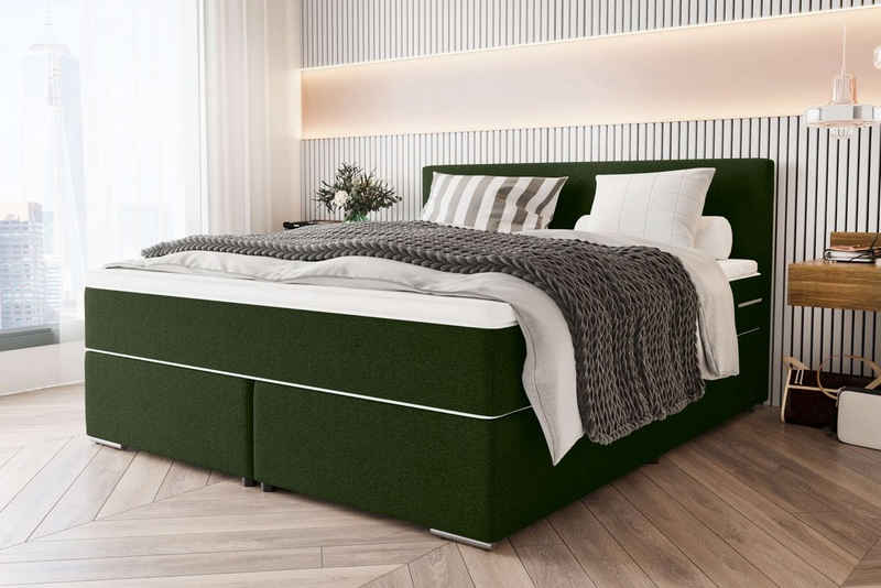 Stylefy Boxspringbett Phönix (Schlafzimmerbett, Bett), 140/160/180/200 x 200 cm, mit Taschenfederkernmatratze und Topper