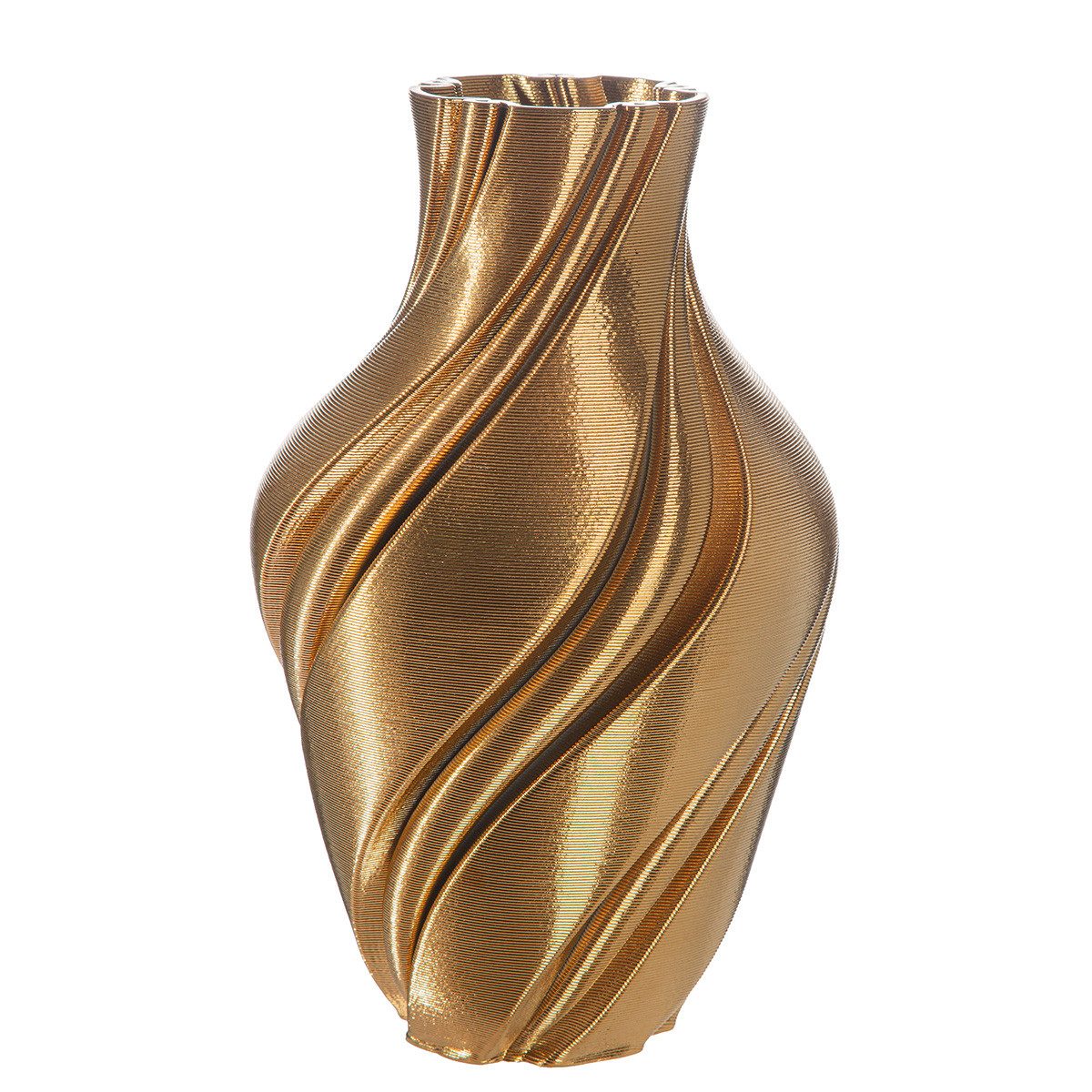 GILDE Dekovase FOLD Vase - gold - Keramik - Höhe 27cm x Ø 16cm - Dekovase in 3D-Optik (1x Vase, Blumenbehälter - Blumengefäß), Blumenvase - Vasen - Tischdeko - Deko