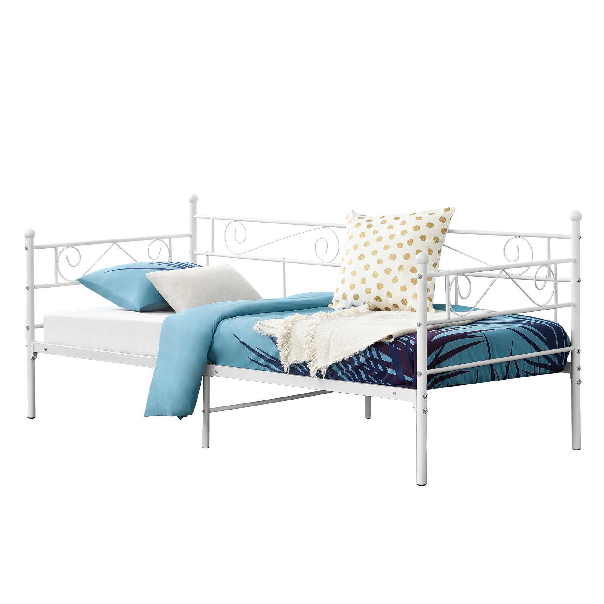 en.casa Metallbett, »Kerava« Bettsofa mit Lattenrost Tagesbett 90x200cm Sta günstig online kaufen