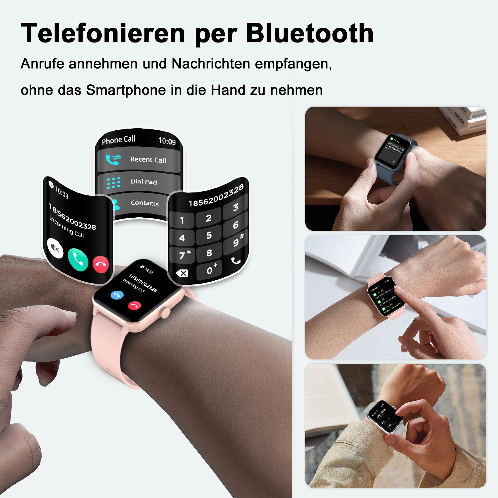 blackview Smartwatch Damen Herren mit 5 Tagen Akkulaufzeit,1,85" HD Touchscreen Smartwatch (1.85 Zoll, iOS/Android), mit Wechselband aus weichemSilikon und Ladekabel, KI-Sprachassistent, Herzfrequenz,SpO₂,Schlaf,100+ Sportmodi, 2 Armband
