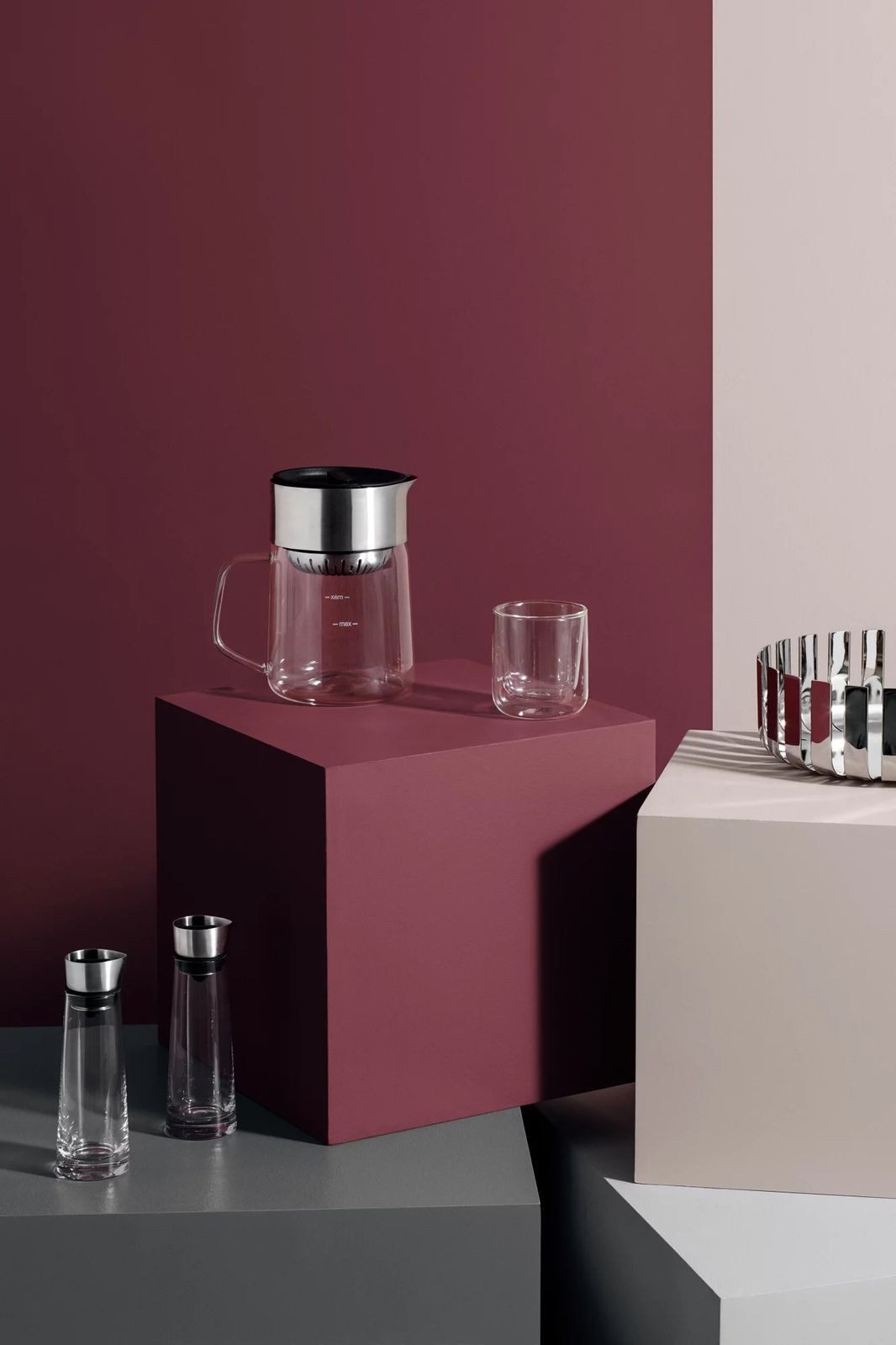 blomus Milch- und Zuckerset, Edelstahl matt, Glas klar, blomus MACCHIATO Zucker + Sahne Set