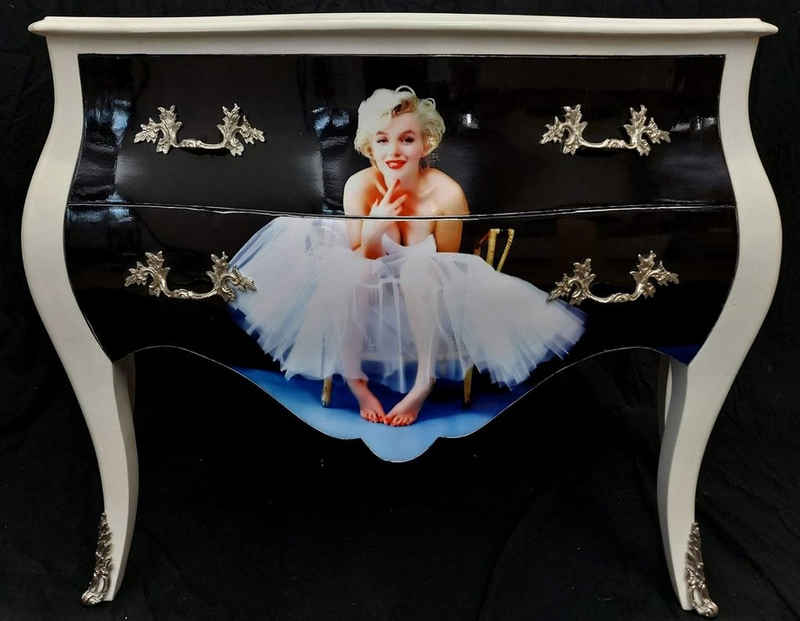 Casa Padrino Kommode Casa Padrino Barock Kommode Marilyn Monroe mit 2 Schubladen - Handgefertigte Massivholz Kommode im Barockstil - Schlafzimmer Möbel im Barockstil - Barock Möbel - Barock Einrichtung