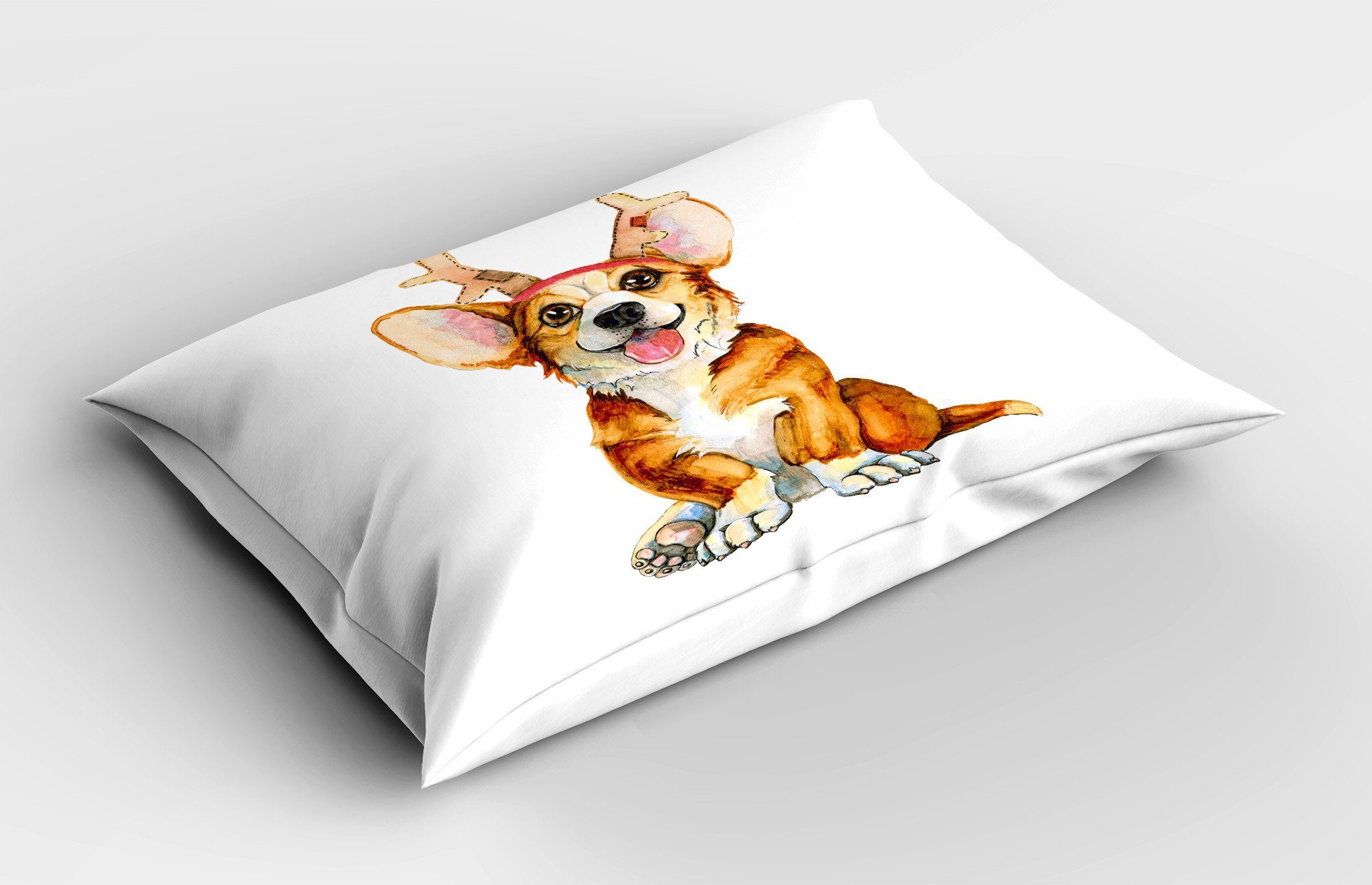 Corgi-Hund Size Hirschgeweih Stück), mit Kissenbezug, Abakuhaus Standard Dekorativer (1 Hündchen King Kissenbezüge Gedruckter