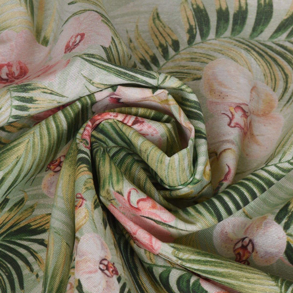 SCHÖNER Orchideen grün LEBEN. handmade rosa Tischdecke Palmenblätter weiß, LEBEN. SCHÖNER Tischdecke