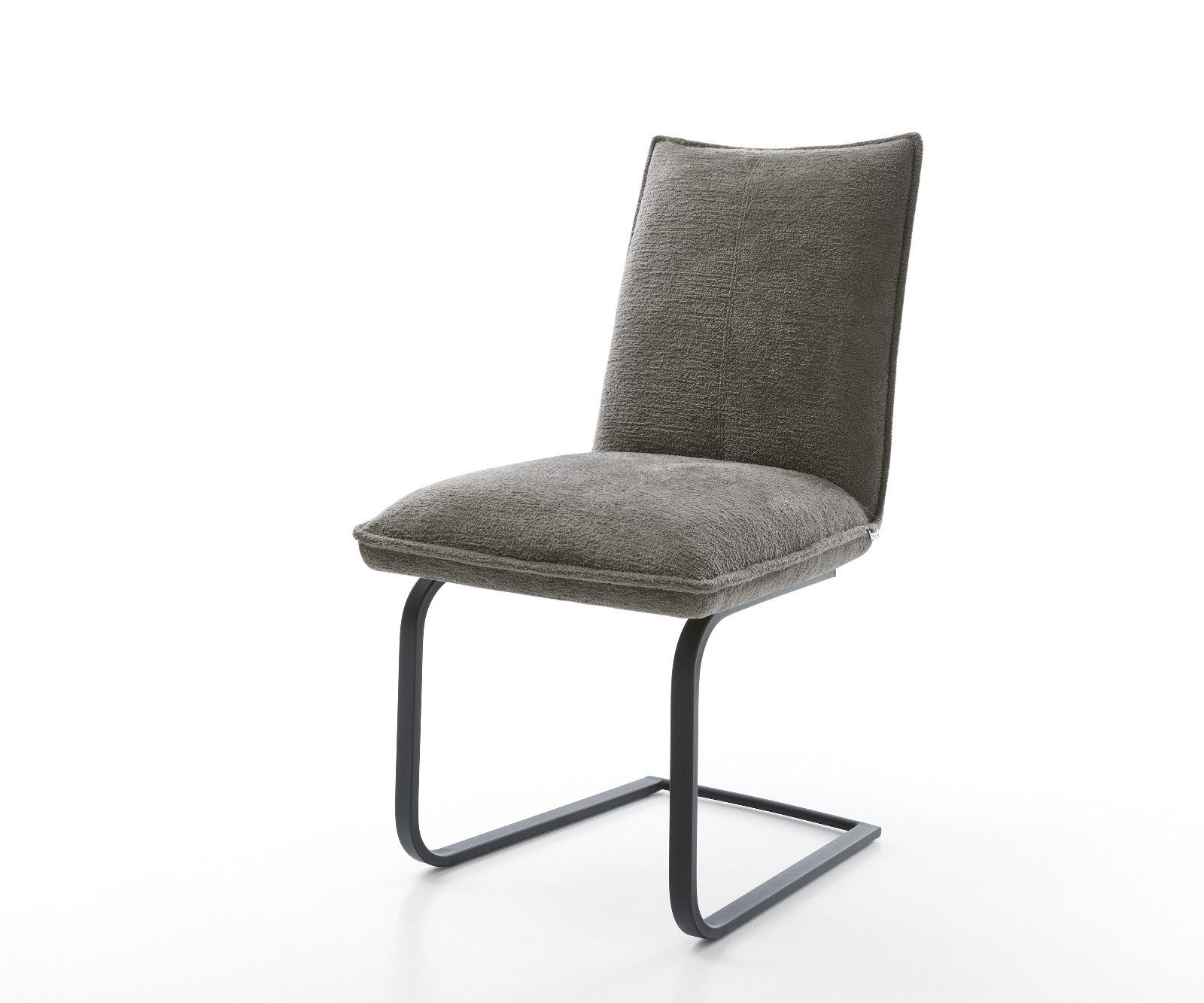 DELIFE Polsterstuhl Lelio-Flex, Freischwinger flach Schwarz Bouclé Soft Schlamm Taschenfederkern