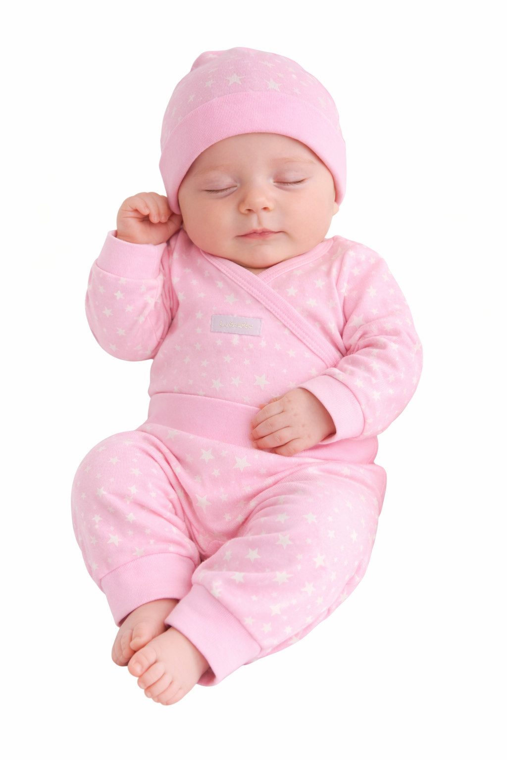 Body & Hose Langarmbody Schlupfhose Mütze Baby Anzug für Neugeborene in Rosa