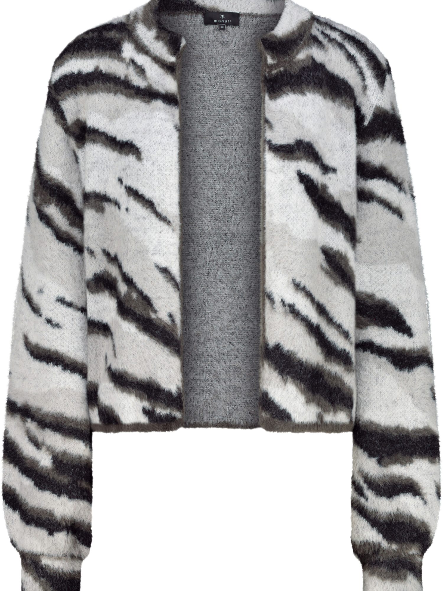 Monari Strickjacke grau,Freizeit,Polyamid,Animalprint,Stehkragen,Lang,Regular Fit