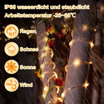 Bettizia LED-Lichterschlauch LED Lichterschlauch LED Lichterkette 8 Modi IP65 Wasserdicht Dekor