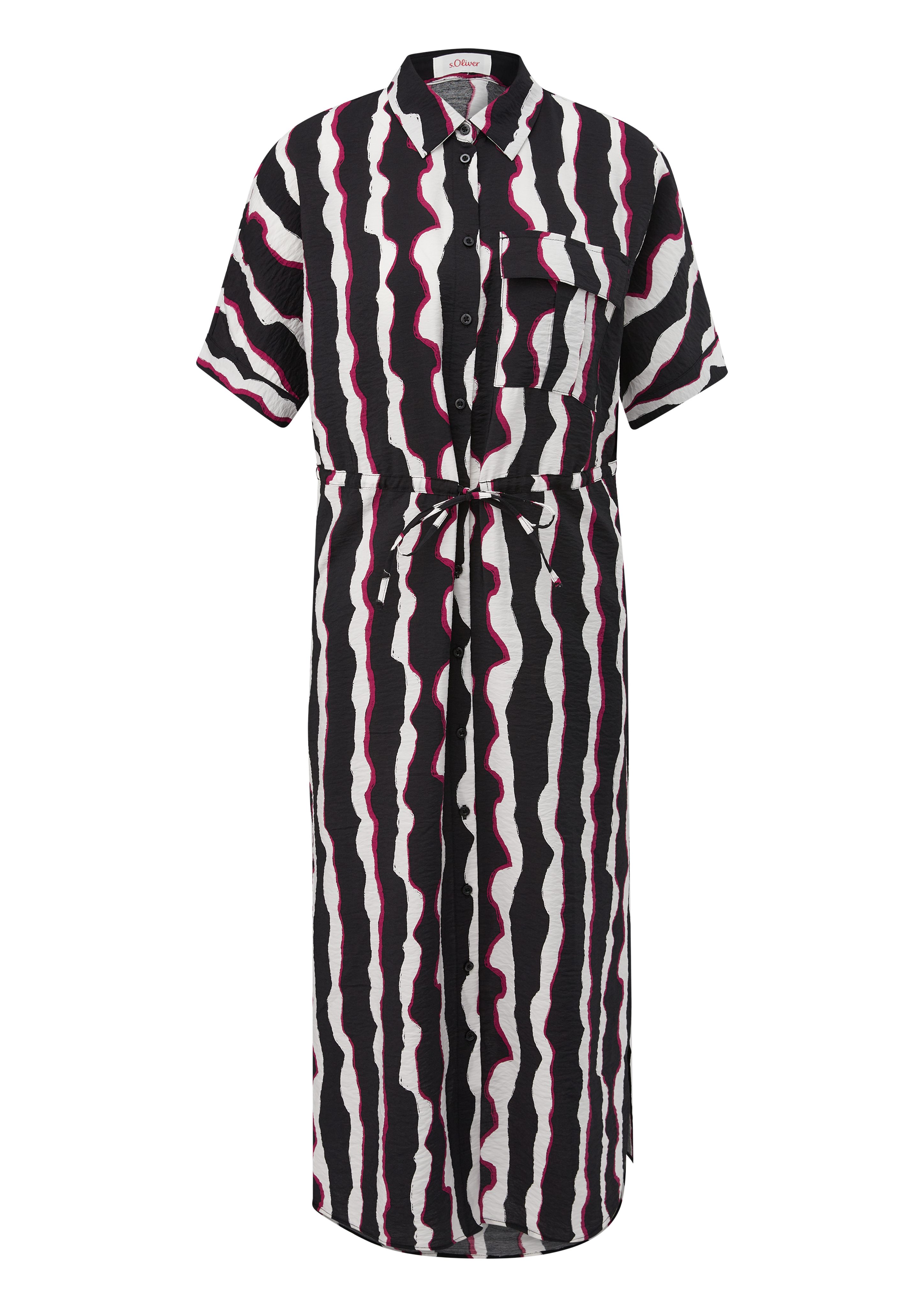 s.Oliver Maxikleid Hemd-Kleid mit Crêpestruktur Tunnelzug günstig online kaufen
