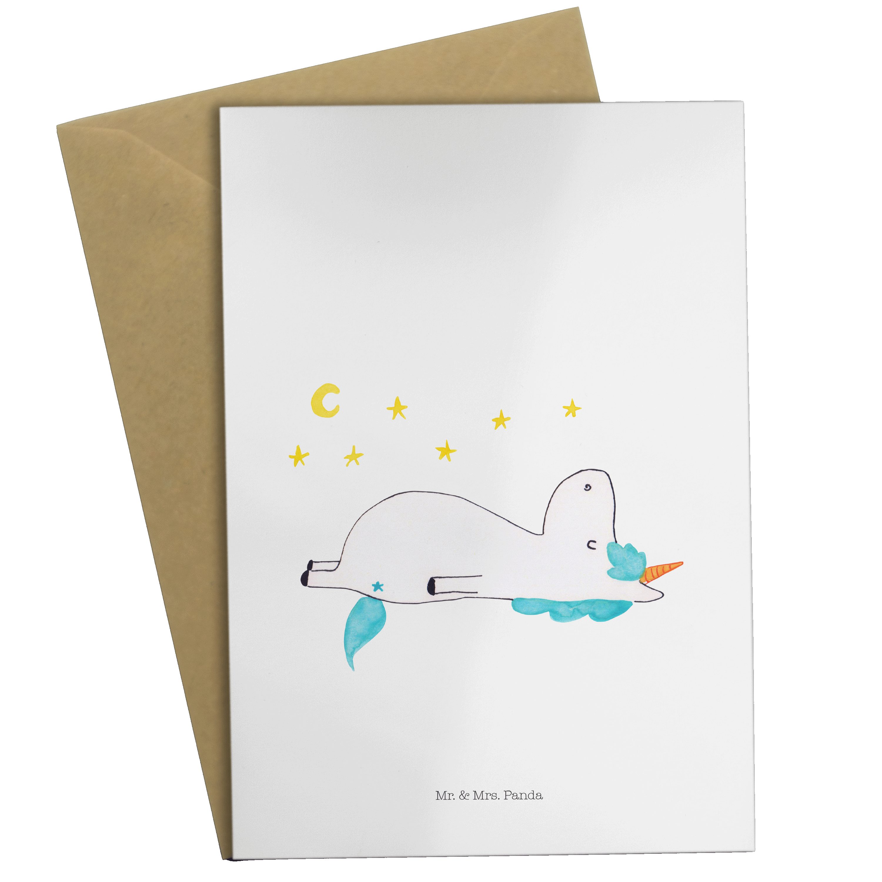 Mr. & Mrs. Sternenhimmel - Einhorn Karte, Grußkarte Weiß Einladungs Panda Geschenk, - Einhörner