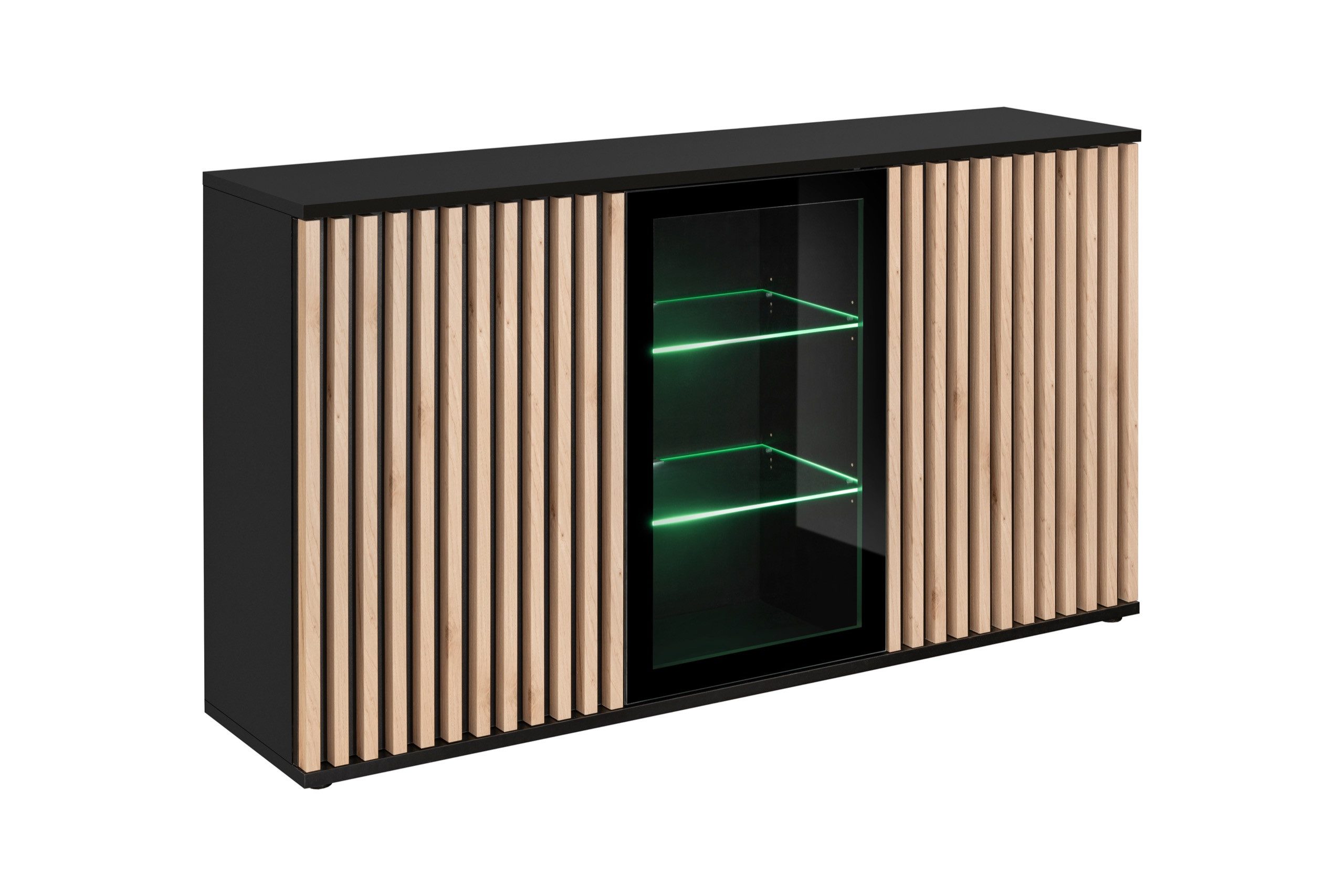 ASM-Moebel Kommode Anrichte CAMERON ZHJ mit Lamellen Led B. und Push-Click System, Mit Led Beleuchtung, Push-Click System und Lamellen – Bild 3 von 5