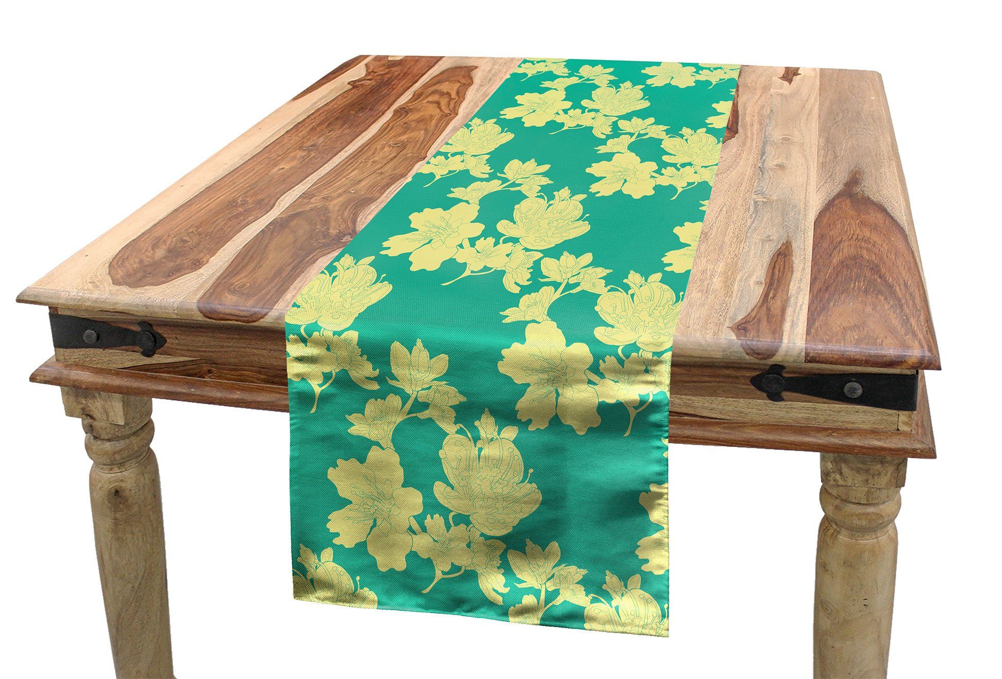 Abakuhaus Tischläufer Esszimmer Küche Rechteckiger Dekorativer Tischläufer, Mandelblüte Pflanzen Blumen-Blüten