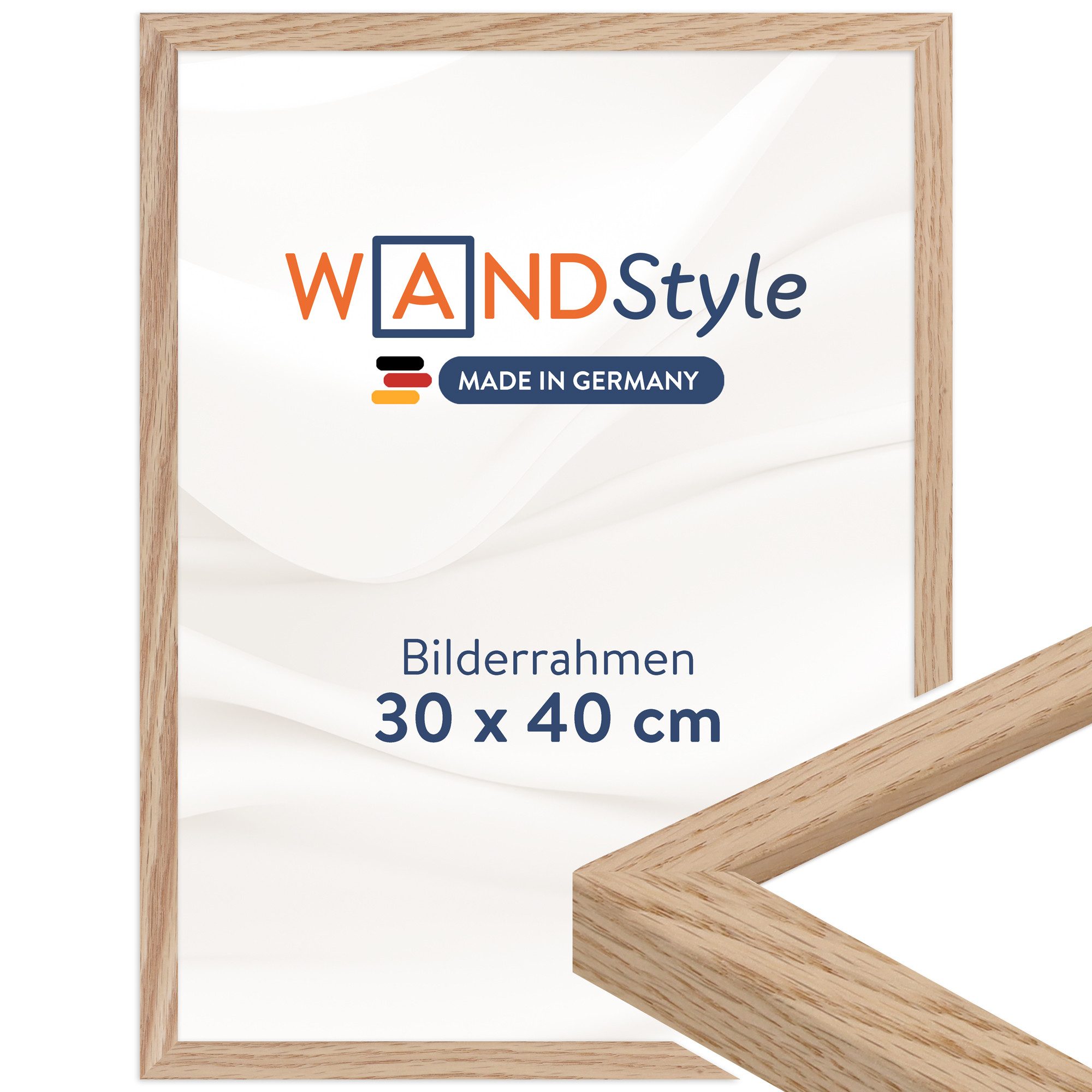 WANDStyle Bilderrahmen H950, Eiche Bilderrahmen 30x40 Holz, Moderner Fotorahmen Eiche 30x40 cm