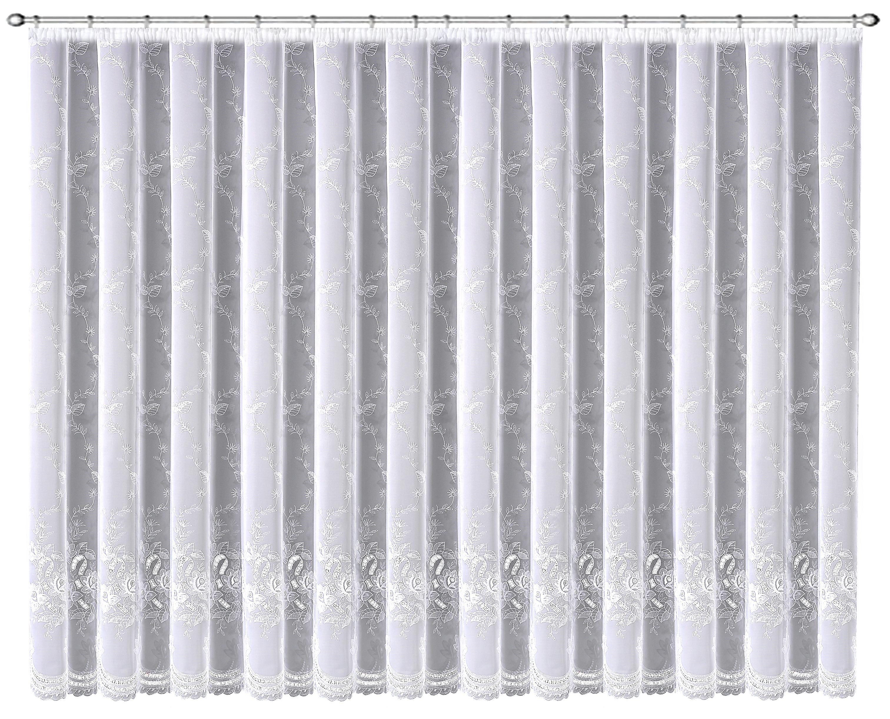 Plauen, transparent, (1 Spitze echter Luisa, Plauener Stickerei Gardine St), veredelt Stickereien Kräuselband mit