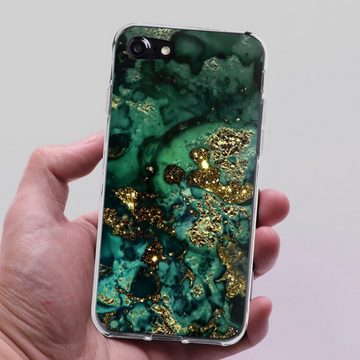 DeinDesign Handyhülle Marmor Glitzer Look Muster Cyan Glitter Marble Look, Apple iPhone SE (2020) Silikon Hülle Bumper Case Handy Schutzhülle