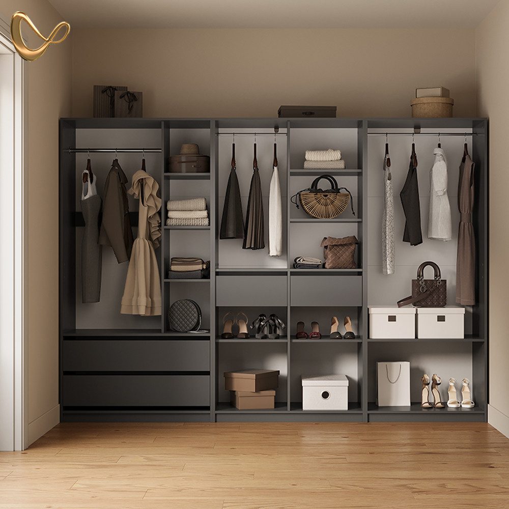 Livinity® Kleiderschrank Trento, Anthrazit, 3er Set (3-St)