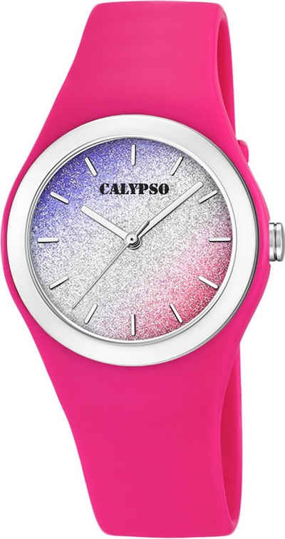CALYPSO WATCHES Quarzuhr Calypso Damen Uhr K5754/5 Kunststoffband, (Armbanduhr), Damen Armbanduhr rund, Kunststoff, PUarmband pink, Fashion