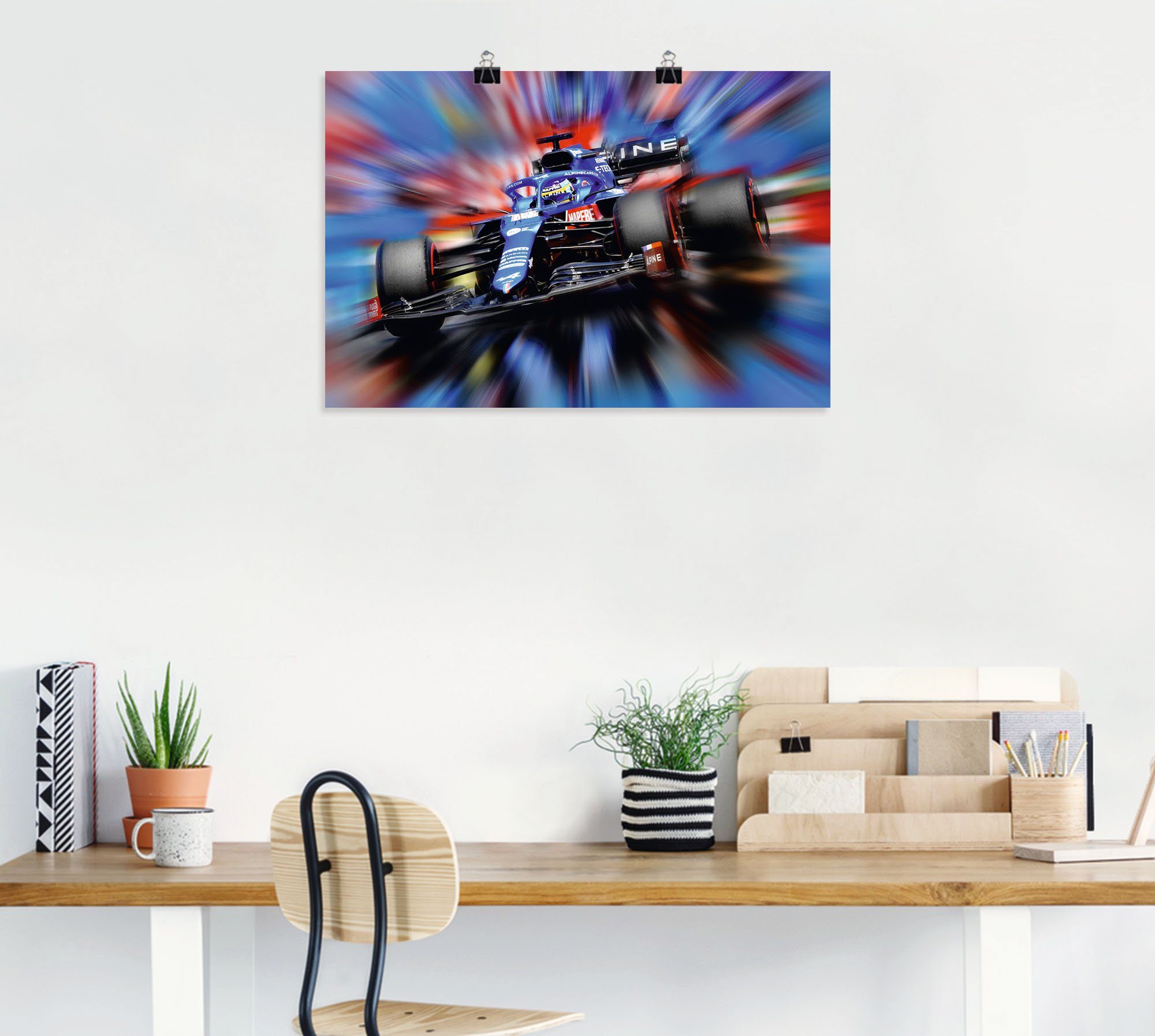 Größen Alubild, Spanien, in als Leinwandbild, Fernando Alonso Wandbild versch. Auto oder (1 Wandaufkleber Artland Poster St), -