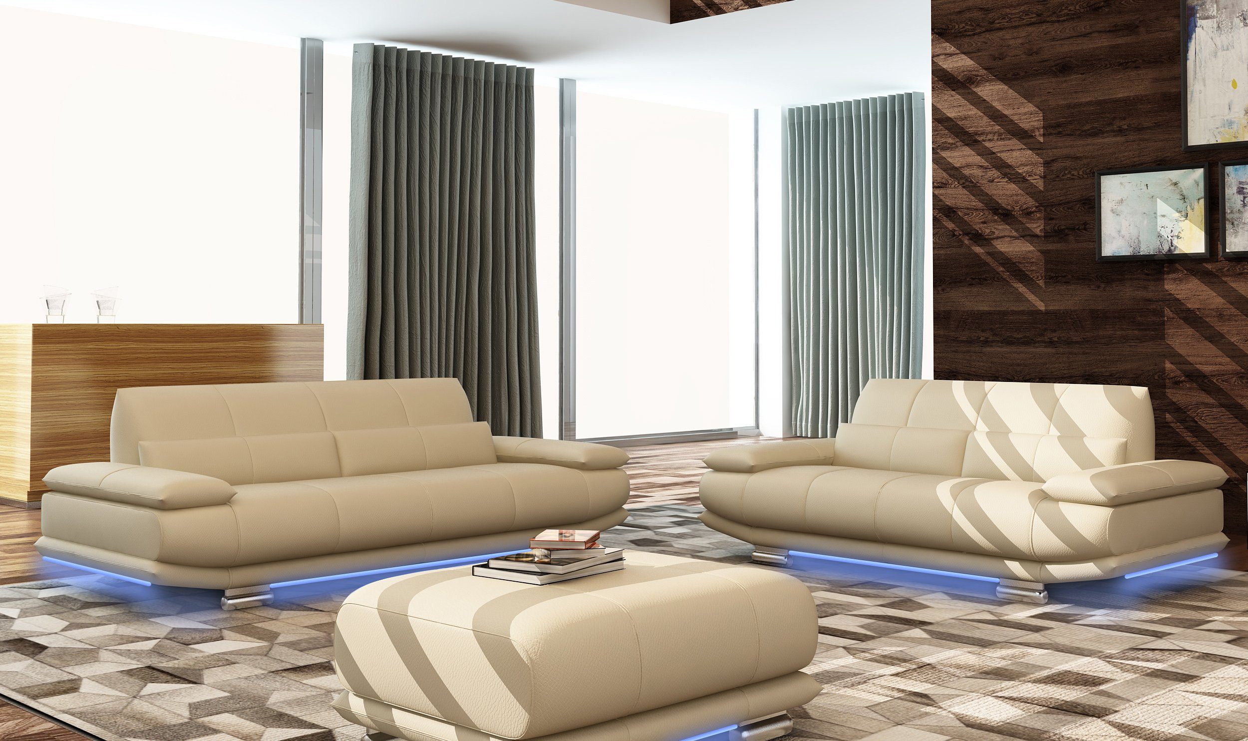 Made Sofa Leder Sitz, JVmoebel 3+2+1 Sofas in Europe Couchen Couch Komplett Garnitur Polster
