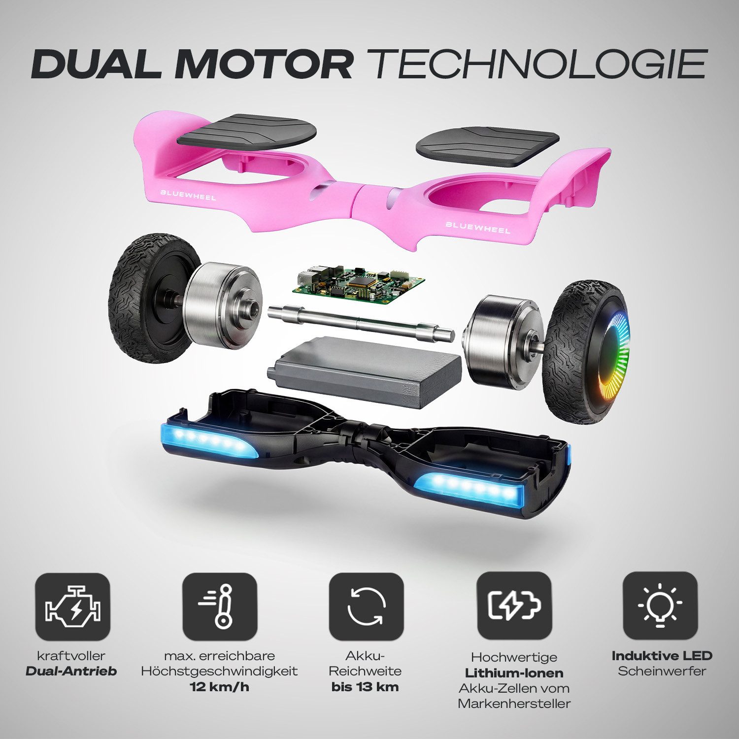 Bluewheel Electromobility Balance Scooter HX720, Geschwindigkeit: bis 12 km/h, Reichweite bis zu 13 km
