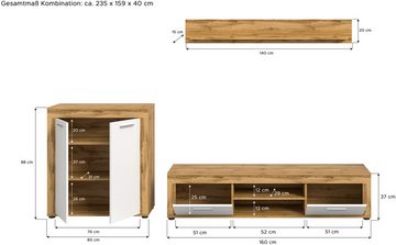 INOSIGN Wohnzimmer-Set Aosta Wohnkombination 3 teilig, (3-St), Wohnwand, Kombination, Anbauwand, Möbel Set, Schrankwand, Möbel Kombi