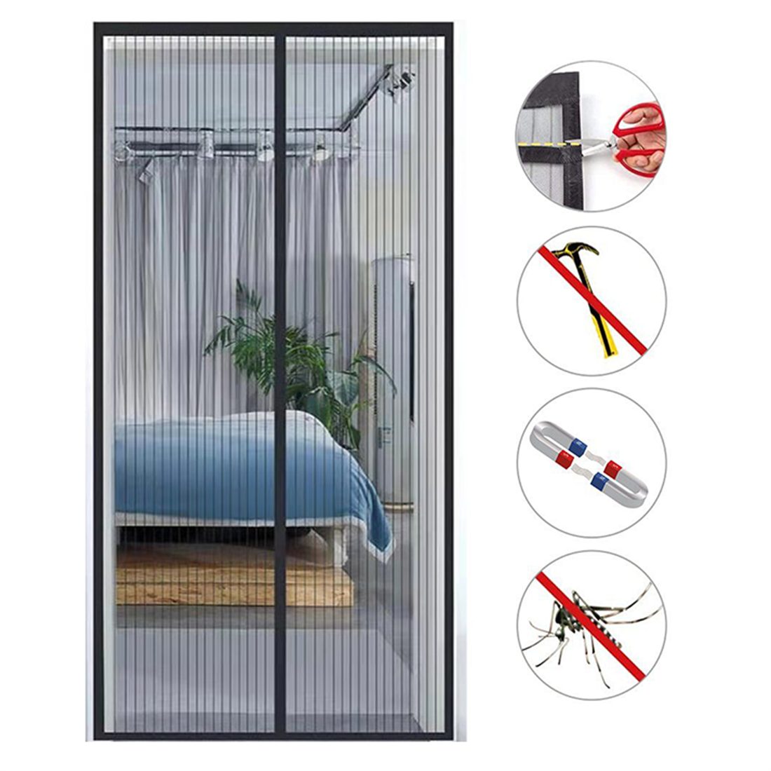 Tür ohne Schwarz Magnetvorhang Insektenschutz Bohren Fliegengitter Insektenschutz-Tür YOOdy~ Türvorhang
