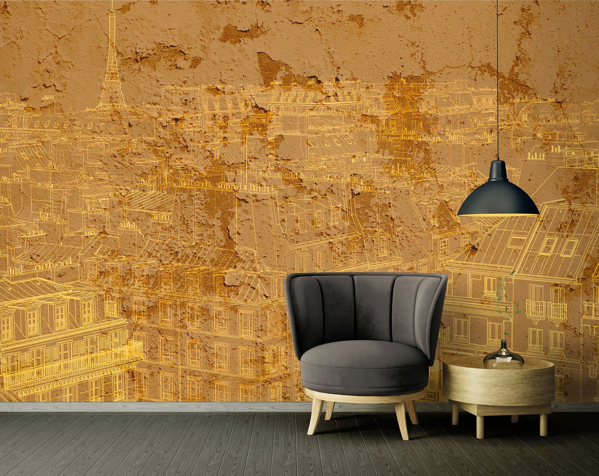 Architects Paper Fototapete Atelier 47 View of Paris 1, glatt, Stadt, (4 St), Vlies, Wand, Schräge, Decke