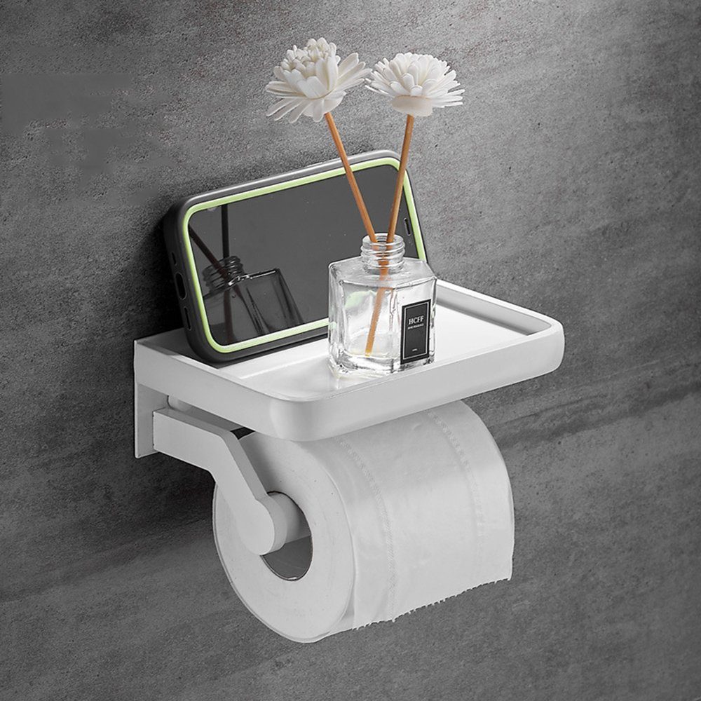 Mit Befestigungsoptionen und selbstklebend Smartphone-Ablage Toilettenpapierhalter schwarz Haiaveng Bohren, 2 Ablage Toilettenpapierhalter Kein verschiedene